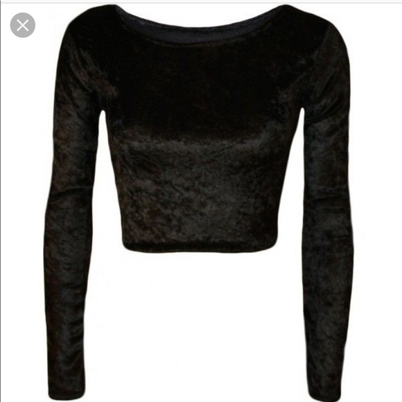 Black velvet full sleeve top Clearance